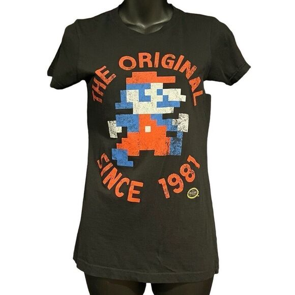 The Original Mario Bros. Brothers Black T-Shirt Women’s Small - Picture 1 of 3